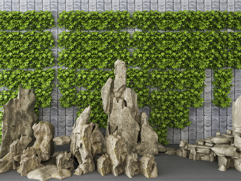  现代假山景观园艺小品3d模型 