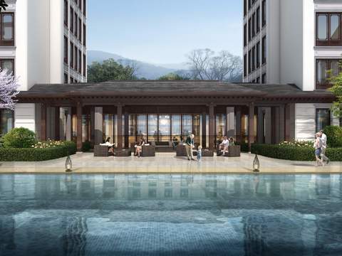  中式入口景观psd 