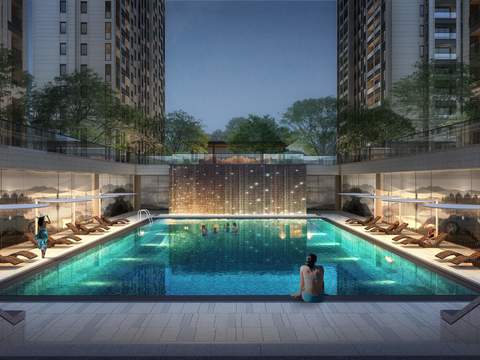  现代泳池景观psd 