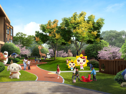  现代亲子公园景观psd 