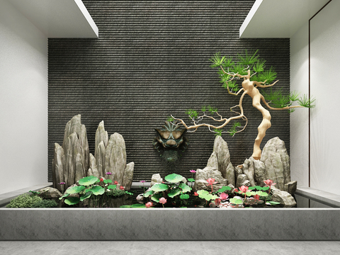  新中式景观小品3d模型 