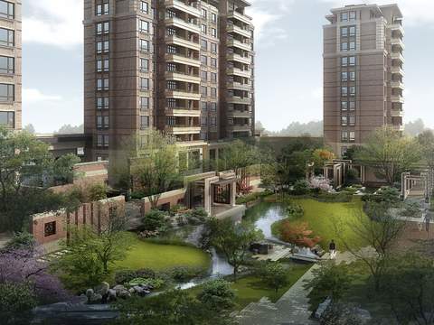  现代公园景观鸟瞰psd 