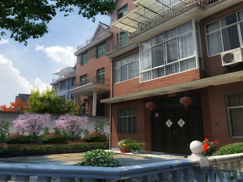  现代住宅楼门头psd 