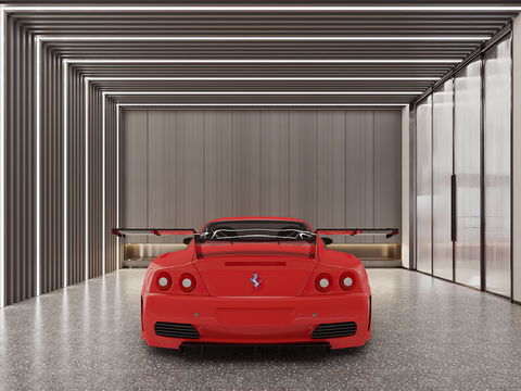  现代别墅停车库3d模型 