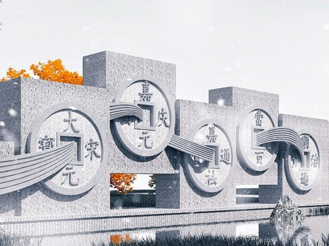  新中式石刻浮雕园艺小品3d模型 