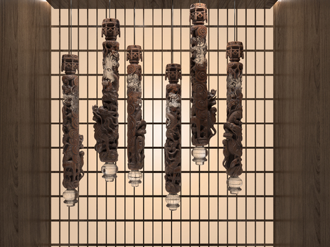  龙纹柱 艺术装置3d模型 