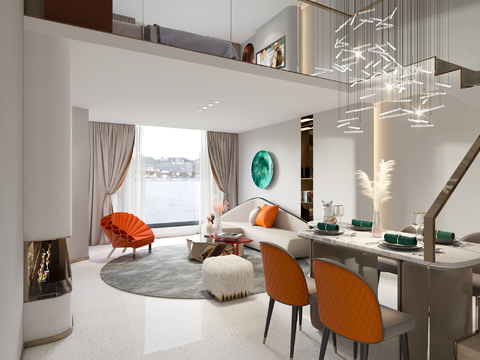  北欧loft复式公寓3d模型 