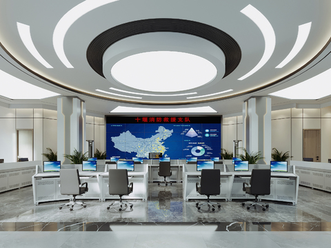  现代消防指挥中心3d模型 