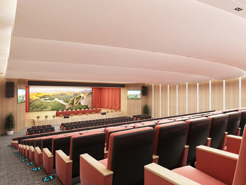  现代多功能报告厅3d模型 