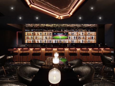  现代高级灰酒吧3d模型 