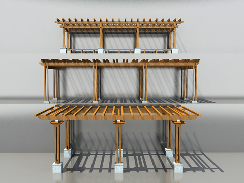 现代廊架凉棚3d模型 
