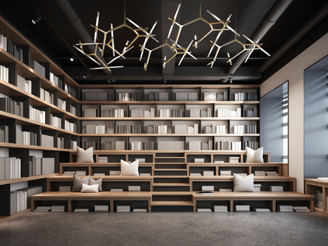  现代书店书吧3d模型 