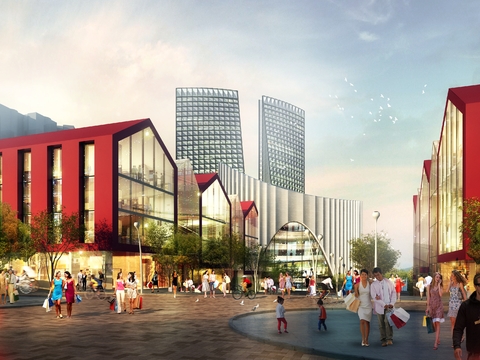  现代商业街步行街psd 