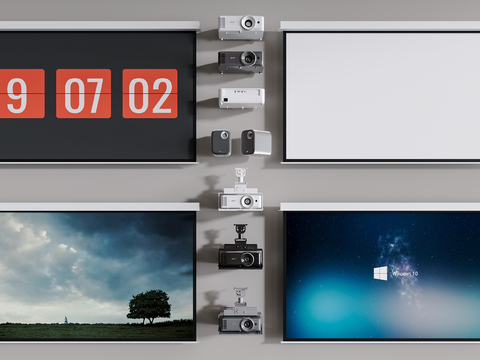  投影仪 幕布3d模型 