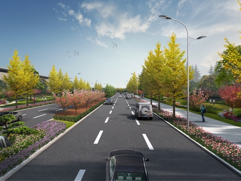  现代道路桥梁psd 