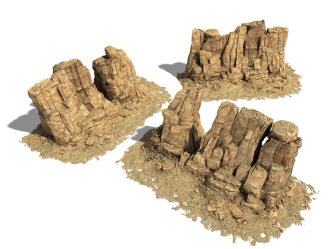  现代岩石假山园艺小品3d模型 