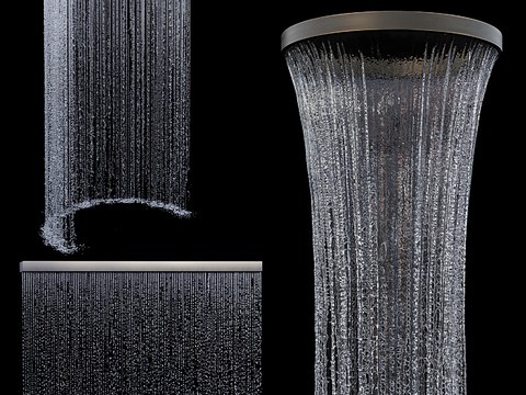  现代水幕瀑布水景小品3d模型 