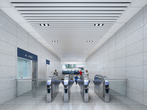  现代火车站出站厅3d模型 