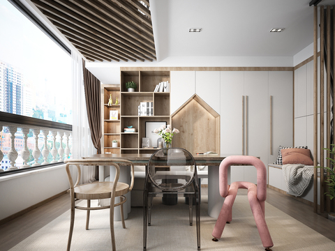  现代儿童娱乐区阅读区3d模型 