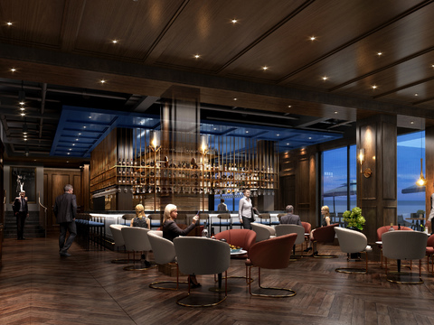  欧式酒店酒吧清吧3d模型 