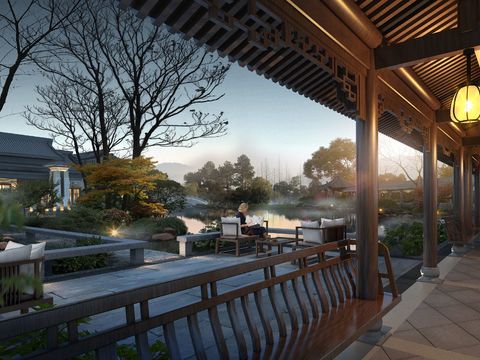  新中式凉亭休息亭公园psd 