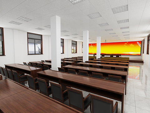  现代党政会议室3d模型 