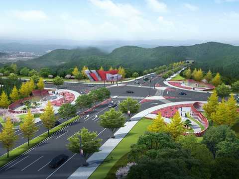  现代道路桥梁鸟瞰psd 