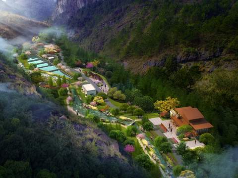  现代湿地园林鸟瞰psd 