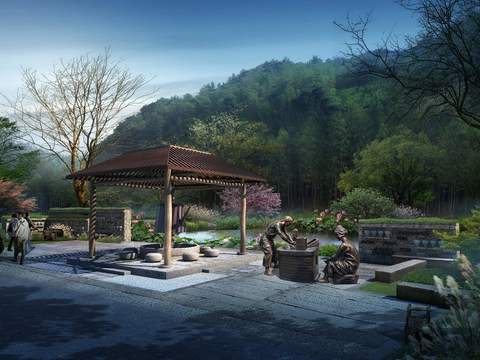  中式凉亭公园 亭子psd 