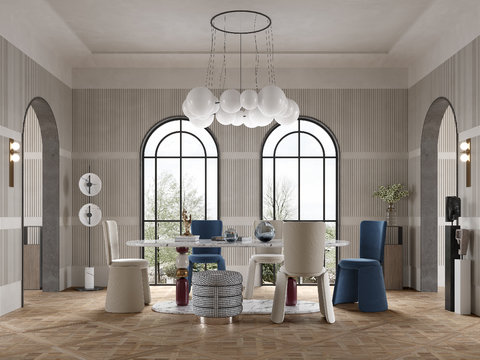  法式餐厅3d模型 