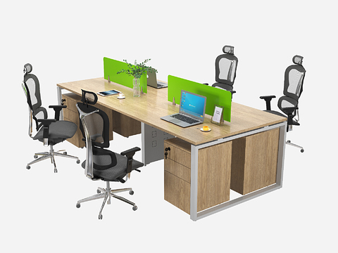  现代卡座办公桌椅3d模型 