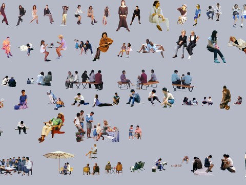  现代坐姿休闲人物psd 