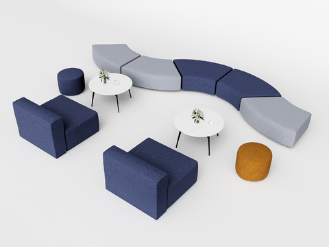  办公沙发 公共沙发 大堂沙发3d模型 