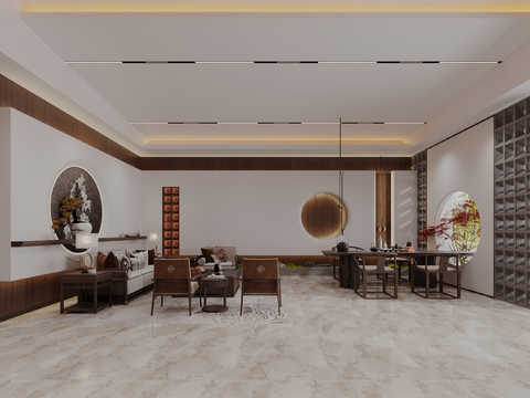  新中式茶楼 茶室3d模型 