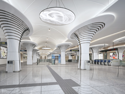  现代地铁站3d模型 