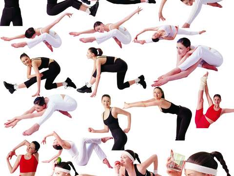  现代瑜伽健身女性人物psd 