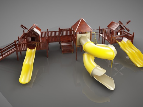  现代儿童滑梯游乐设施3d模型 