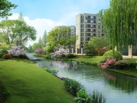  现代河道园林景观psd 