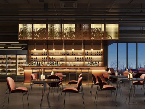  现代酒吧 清吧 音乐餐吧3d模型 