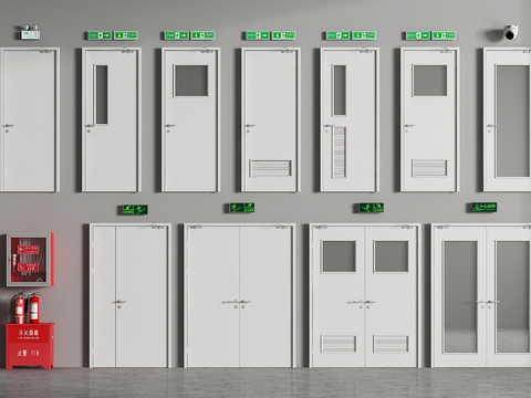  消防门 防火门 安全门 消防栓3d模型 