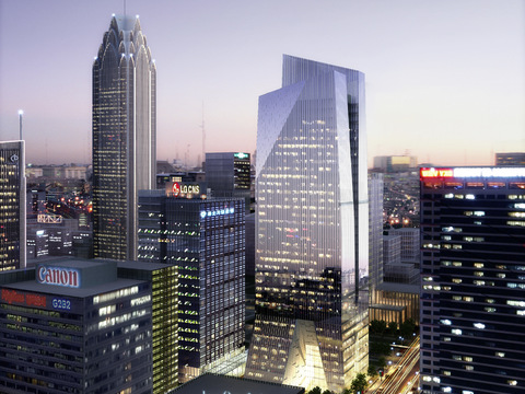  现代办公楼鸟瞰夜景psd 