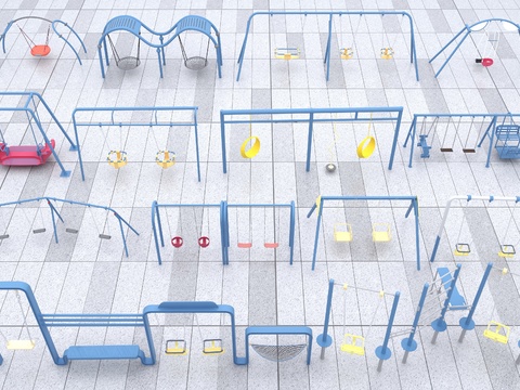  户外秋千 游乐设施3d模型 