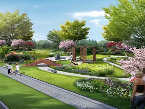  现代公园景观psd 