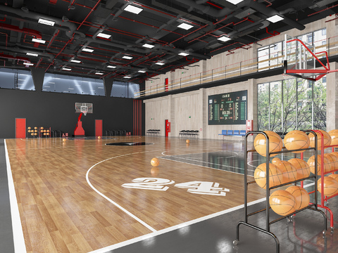  室内篮球场3d模型 