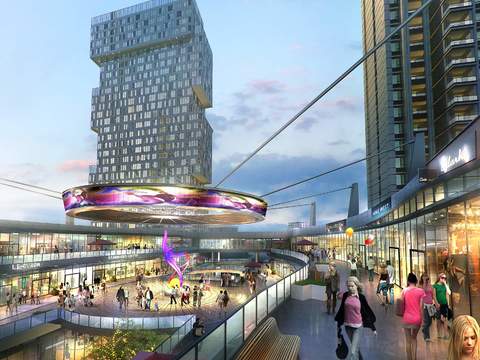  现代夜景商业内庭psd 