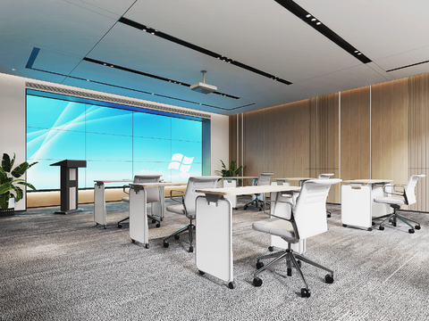  现代多媒体培训教室3d模型 