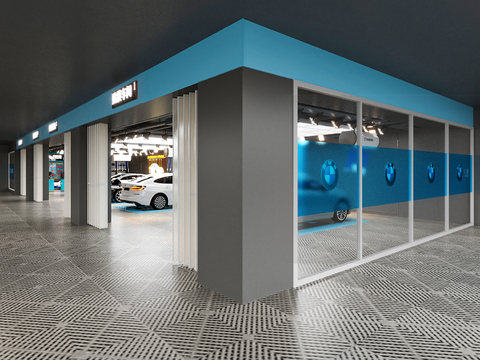  4s店 洗车店3d模型 