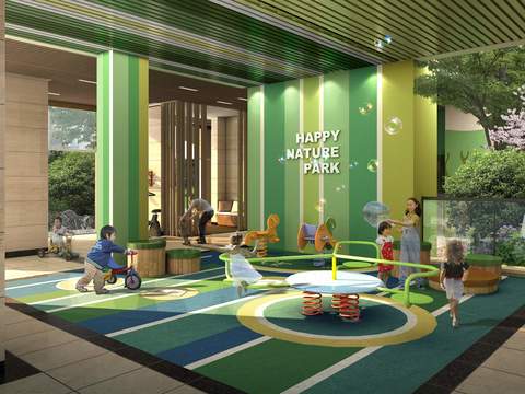  现代小区儿童公园游玩设备psd 