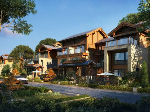  现代别墅建筑外观psd 