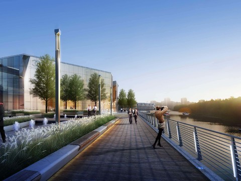  现代海滨游艇公园景观psd 